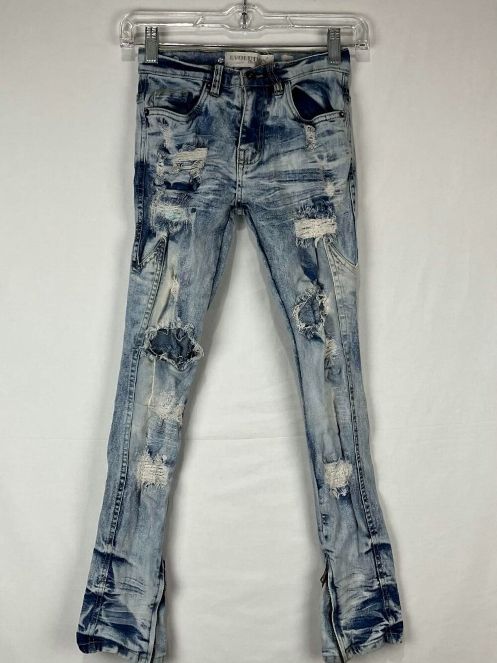 GUC Evolution In Design Women Distressed Ripped Ankle Zip Jeans Size 8